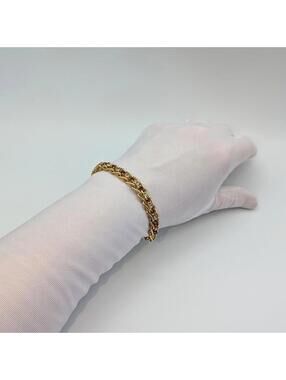 Gold Tone Chain Bracelet with Purple and Clear Stones